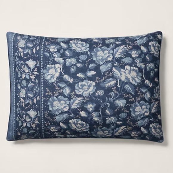 Ralph Lauren Skye King Pillow Sham 100% Cotton Denim Floral 20” X 36” NWT - Picture 8 of 10